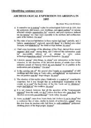 SAT-style critical reading / reading comprehension / identifying sentence errors on a text about an 1895 archaeological expedition
