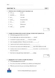 English Worksheet: Test 