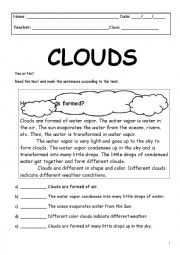 English Worksheet: Clouds