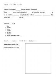 English Worksheet: James Bond lesson worksheet for the PPT 