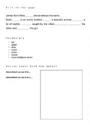 English Worksheet: James Bond lesson worksheet for the PPT 