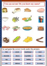 English Worksheet: Food: Cut & Paste