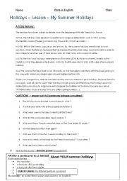 English Worksheet: Summer holidays- a little history (concerning France!)