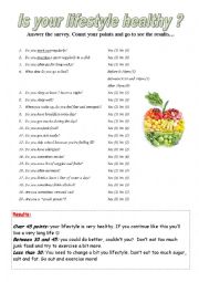 English Worksheet: How healthy is your lifestyle? 