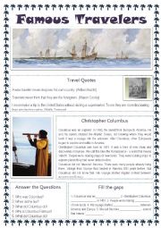 English Worksheet: Famous Travelers