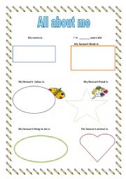 English Worksheet: All about me