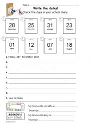 English Worksheet: Writing dates