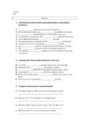 English Worksheet: Past/Future Perfect and Reported Speech