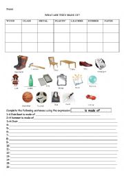 English Worksheet: What are they made of