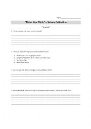 English Worksheet: Make You Think Video Series Values Collection - Trust