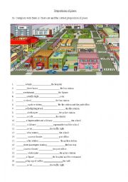 English Worksheet: prepositions of place