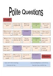 English Worksheet: Polite English Board Game