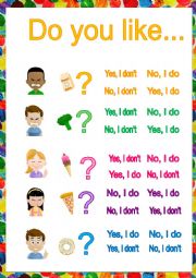 English Worksheet: Do you like??