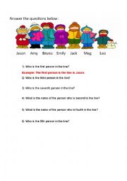 English Worksheet: ordinal numbers