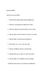 English Worksheet: Cause and effect