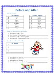 English Worksheet: Before and After