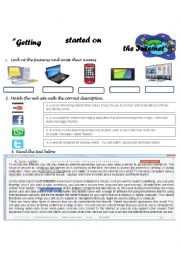 English Worksheet: getting started on the internet