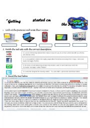 English Worksheet: getting started on the internet