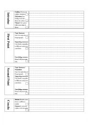English Worksheet: Essay writing organizer