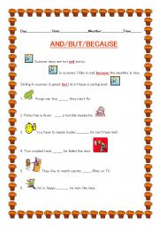 English Worksheet: Conjunctions - But/Because/And