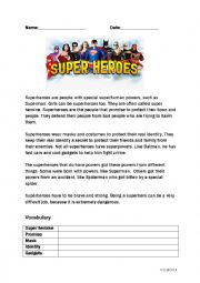 English Worksheet: Superheroes Worksheet