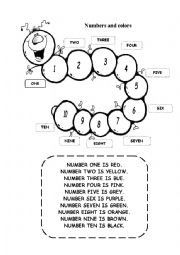 English Worksheet: Numbers and colors