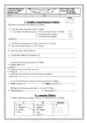 English Worksheet: English test