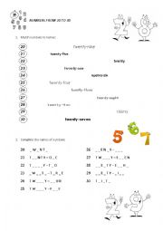 English Worksheet: Numbers 20-30