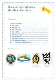 English Worksheet: demonstrative pronouns this, that, these, those