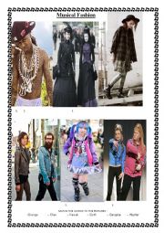 English Worksheet: MUSICAL FASHION - FASHION STYLES 2014 - STEREOTYPING -GENRE