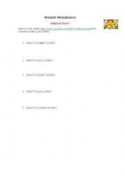 English Worksheet: PRESENT PROGRESSIVE VIDEO ACTIVITY