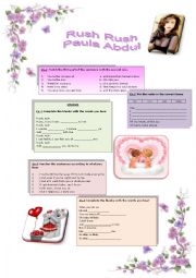 English Worksheet: Song: Rush rush - Paula Abdul