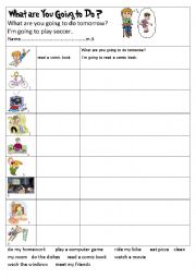 English Worksheet: what are you going to do tomorrow?