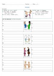 English Worksheet: Introducing yourself