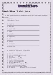English Worksheet: Much,Many,alot of,Lots of