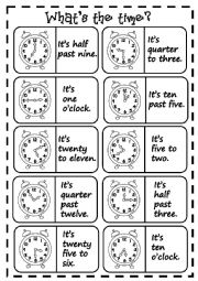 English Worksheet: Whats the time? - dominoes