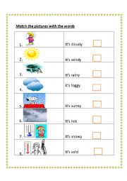 English Worksheet: Weather matching words