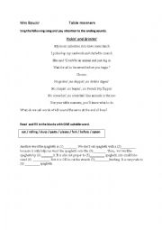 English Worksheet: table manners a poem