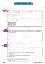 English Worksheet: British English Vs. American English