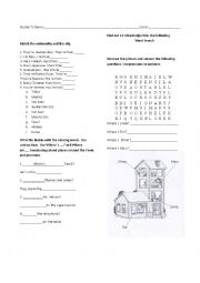 English Worksheet: nationalities and parts of the house  and places around the house