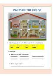 English Worksheet: PARTS OF THE HOUSE