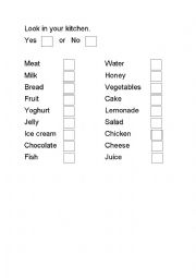 English Worksheet: food; reading homework for young learners