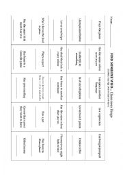 English Worksheet: Get to Know You Bingo