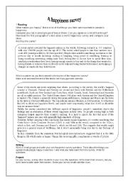 English Worksheet: Happiness survey