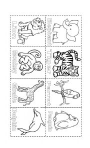 English Worksheet: Wild animals color page