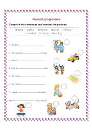 English Worksheet: present progressive