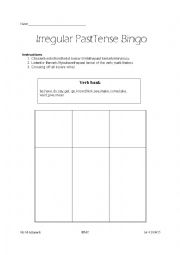 Irregular past tense bingo