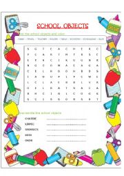 English Worksheet: SCHOOL OBJECTS