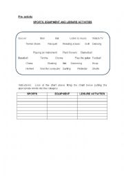 English Worksheet: Sports and leisure activities 