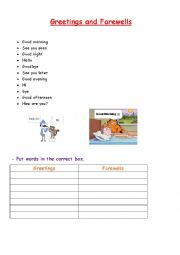 English Worksheet: Greetings And Farewells 